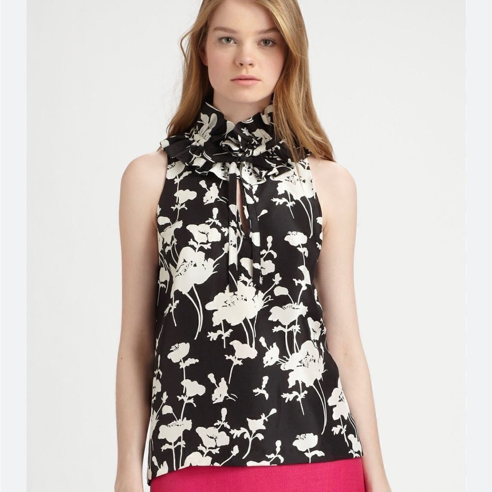 Kate Spade Floral Black and White Sleeveless Top 2/4